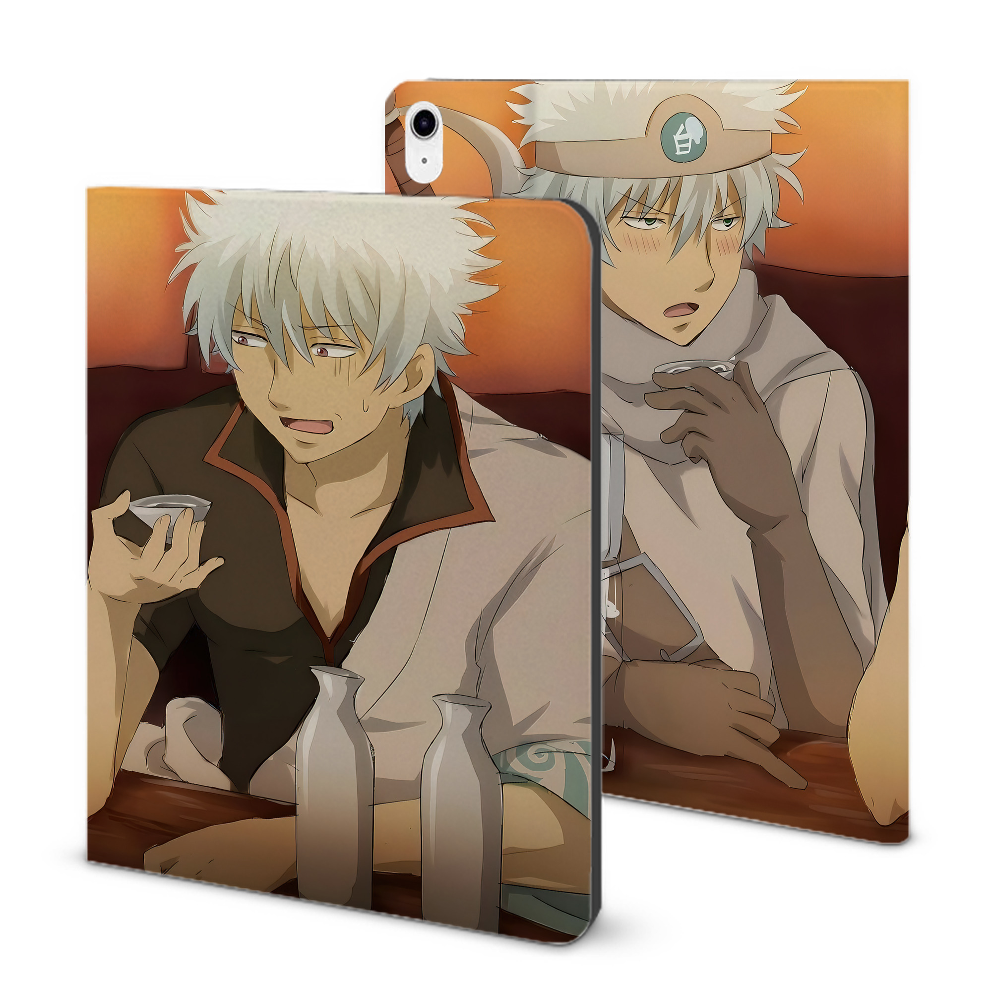 （画像用） ぎんたま 坂田銀時（さかたぎんとき） 神楽 志村新八（しむら しんぱち） GINTAMA Sakata Gintoki Kagura Shimura Shinpachi IPad ケース ブック型 PUレザー TPU 耐衝撃 軽量 薄型 ペン収納なし 全面保護 IPad 各モデル対応
